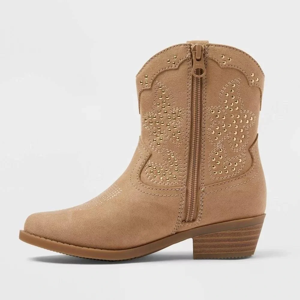Big Girl Elma Studded Western Boots by art class Tan Size 4 New With Tags
